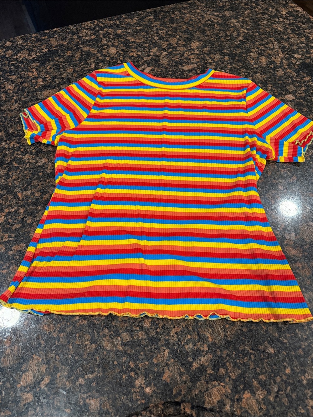 Rainbow Stripe Short Sleeve Top 3XL Shein